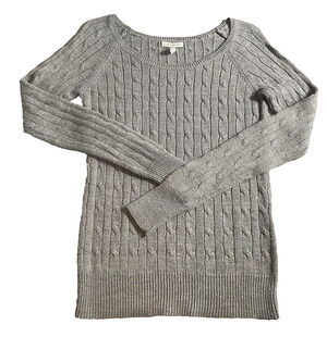 VTG Y2K Aeropostale Gray Cable Knit Sweater Top Size Large Hong Kong